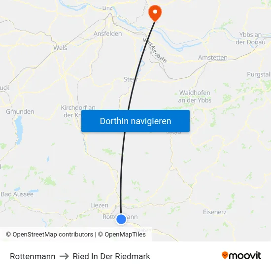 Rottenmann to Ried In Der Riedmark map