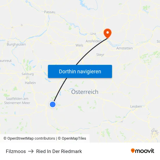 Filzmoos to Ried In Der Riedmark map