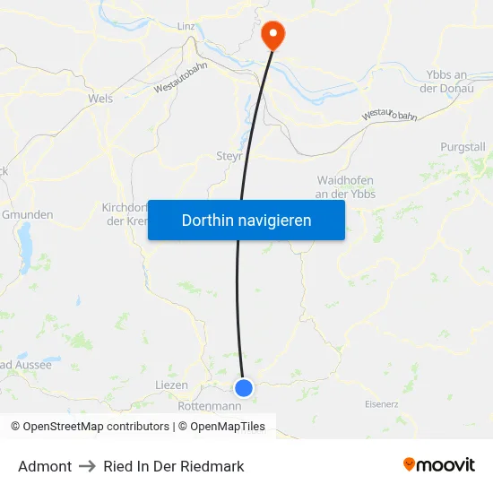 Admont to Ried In Der Riedmark map