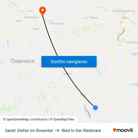 Sankt Stefan Im Rosental to Ried In Der Riedmark map