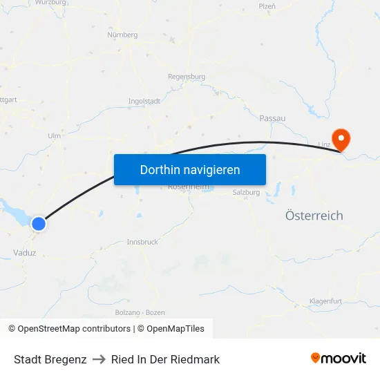Stadt Bregenz to Ried In Der Riedmark map