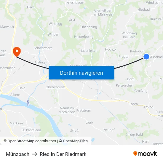 Münzbach to Ried In Der Riedmark map
