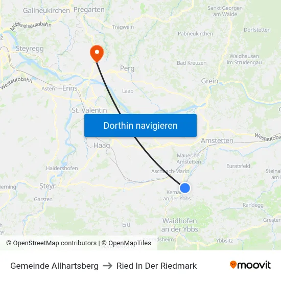 Gemeinde Allhartsberg to Ried In Der Riedmark map