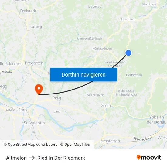 Altmelon to Ried In Der Riedmark map