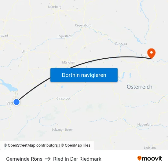 Gemeinde Röns to Ried In Der Riedmark map