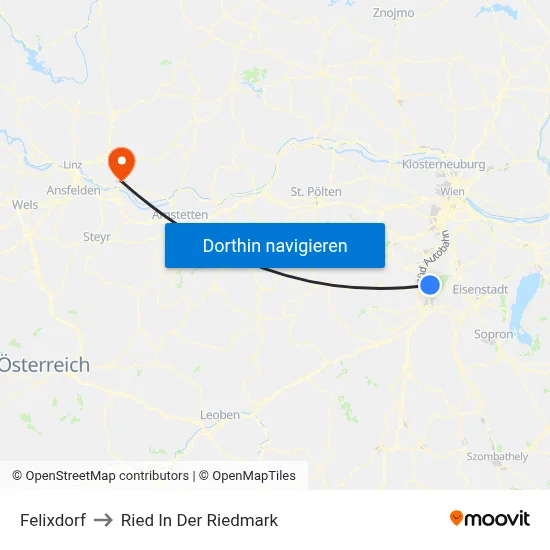 Felixdorf to Ried In Der Riedmark map