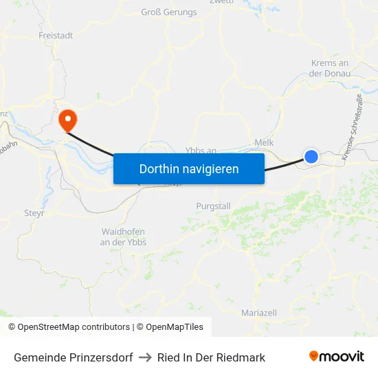 Gemeinde Prinzersdorf to Ried In Der Riedmark map