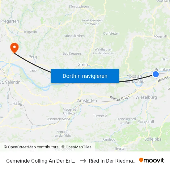 Gemeinde Golling An Der Erlauf to Ried In Der Riedmark map