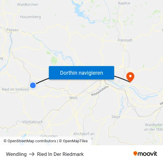 Wendling to Ried In Der Riedmark map