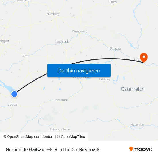 Gemeinde Gaißau to Ried In Der Riedmark map