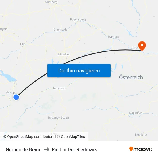 Gemeinde Brand to Ried In Der Riedmark map