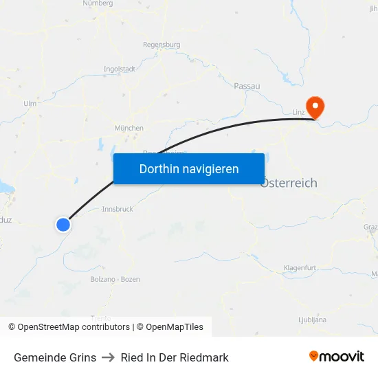 Gemeinde Grins to Ried In Der Riedmark map