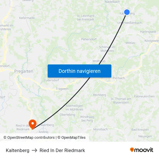 Kaltenberg to Ried In Der Riedmark map