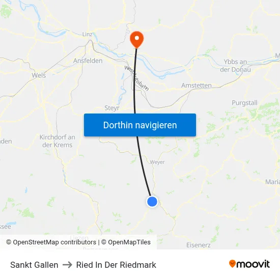 Sankt Gallen to Ried In Der Riedmark map