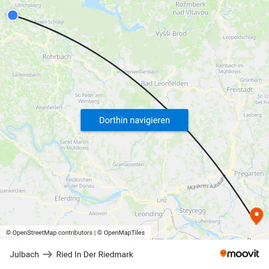 Julbach to Ried In Der Riedmark map