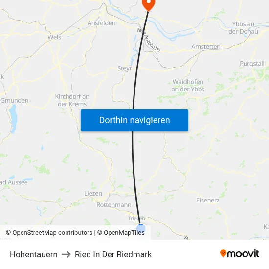 Hohentauern to Ried In Der Riedmark map