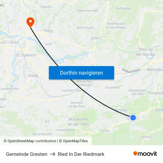 Gemeinde Gresten to Ried In Der Riedmark map