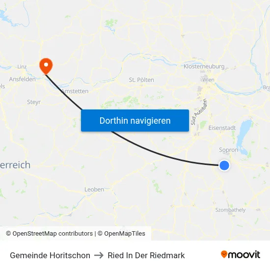 Gemeinde Horitschon to Ried In Der Riedmark map