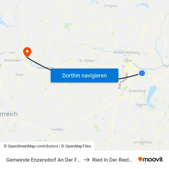 Gemeinde Enzersdorf An Der Fischa to Ried In Der Riedmark map