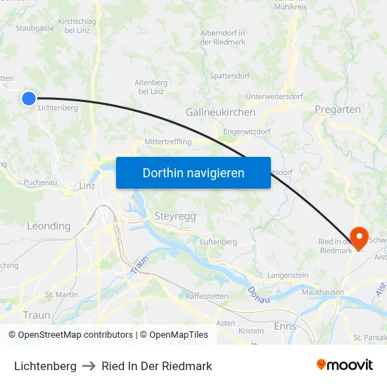 Lichtenberg to Ried In Der Riedmark map