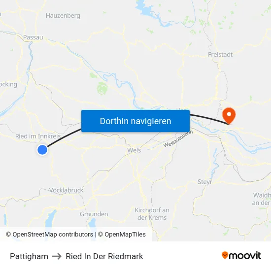 Pattigham to Ried In Der Riedmark map