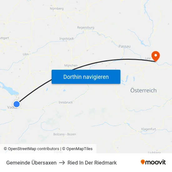 Gemeinde Übersaxen to Ried In Der Riedmark map