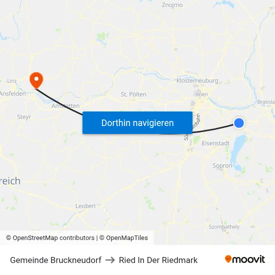Gemeinde Bruckneudorf to Ried In Der Riedmark map