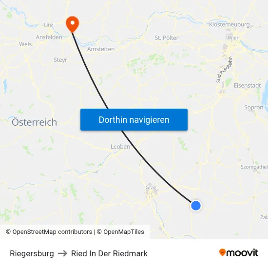 Riegersburg to Ried In Der Riedmark map