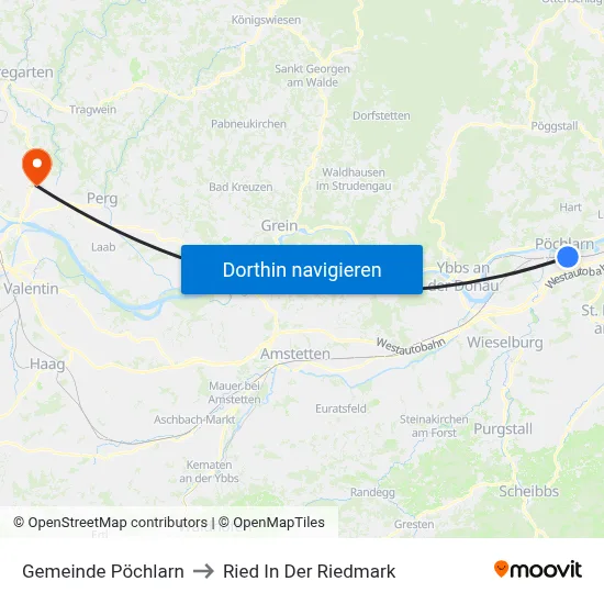 Gemeinde Pöchlarn to Ried In Der Riedmark map
