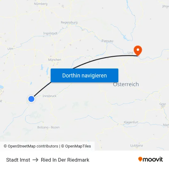 Stadt Imst to Ried In Der Riedmark map