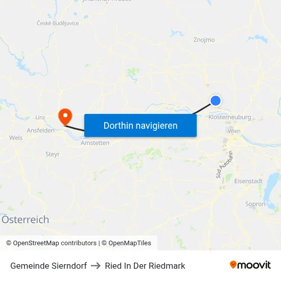 Gemeinde Sierndorf to Ried In Der Riedmark map