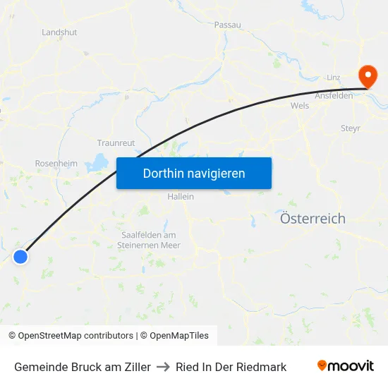 Gemeinde Bruck am Ziller to Ried In Der Riedmark map