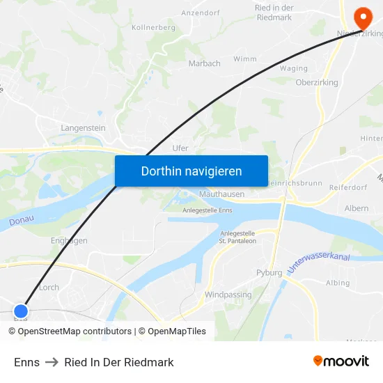 Enns to Ried In Der Riedmark map