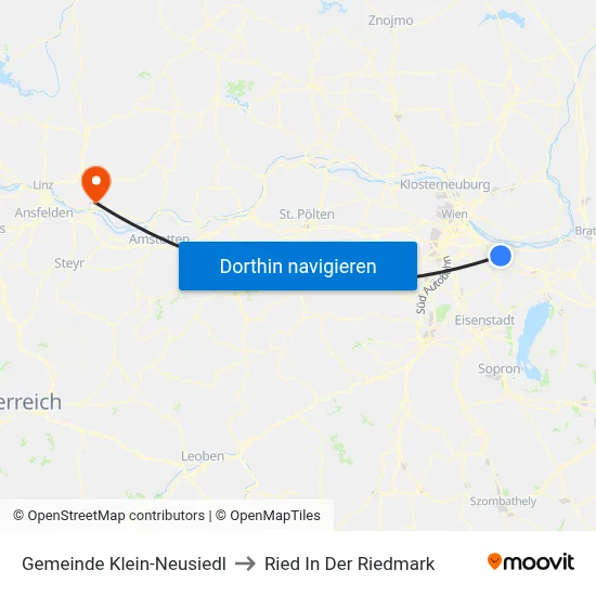 Gemeinde Klein-Neusiedl to Ried In Der Riedmark map
