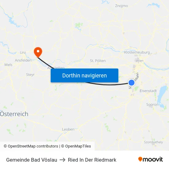 Gemeinde Bad Vöslau to Ried In Der Riedmark map