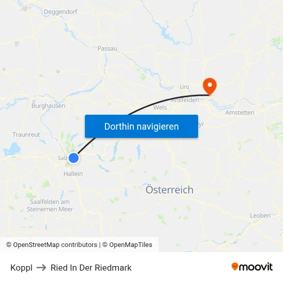 Koppl to Ried In Der Riedmark map