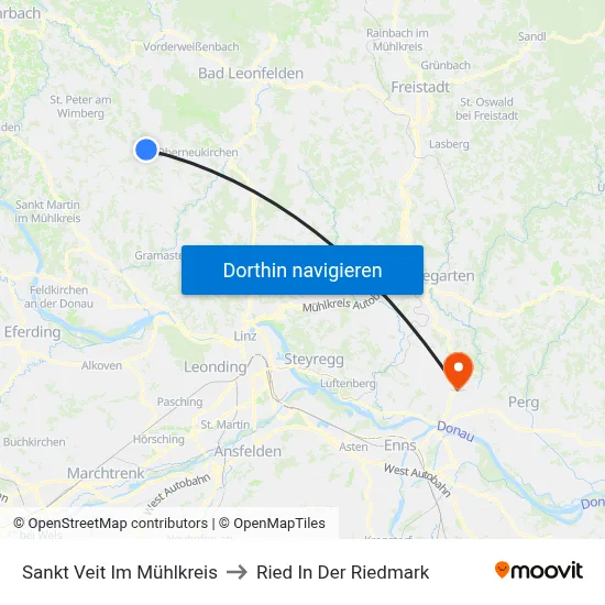 Sankt Veit Im Mühlkreis to Ried In Der Riedmark map