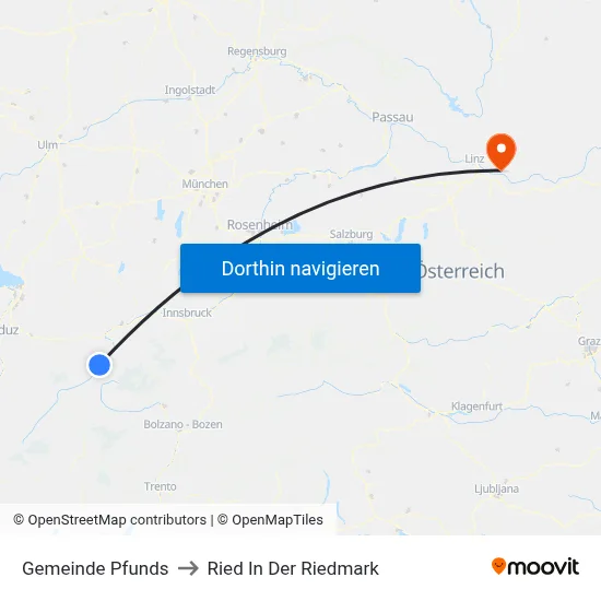 Gemeinde Pfunds to Ried In Der Riedmark map
