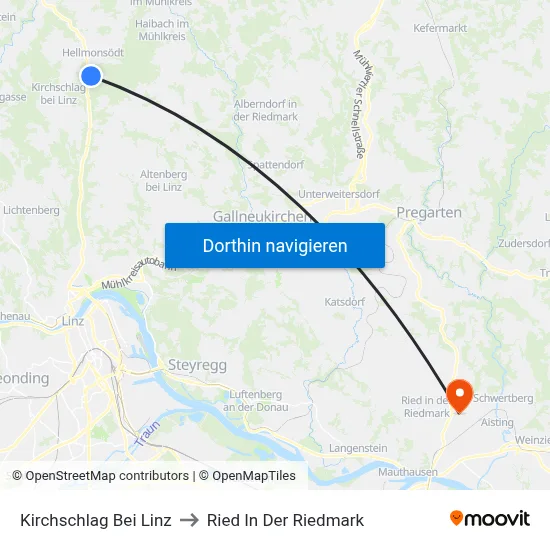 Kirchschlag Bei Linz to Ried In Der Riedmark map