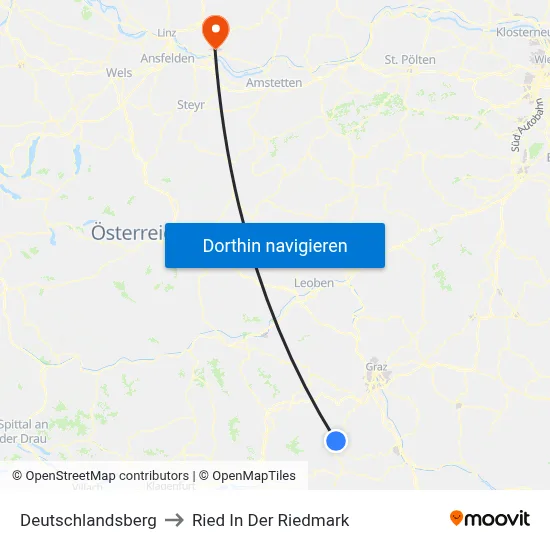 Deutschlandsberg to Ried In Der Riedmark map