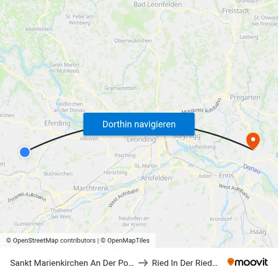Sankt Marienkirchen An Der Polsenz to Ried In Der Riedmark map
