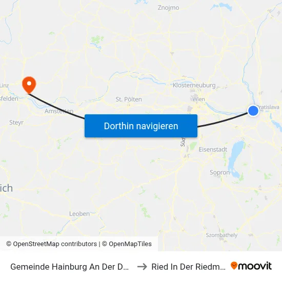 Gemeinde Hainburg An Der Donau to Ried In Der Riedmark map