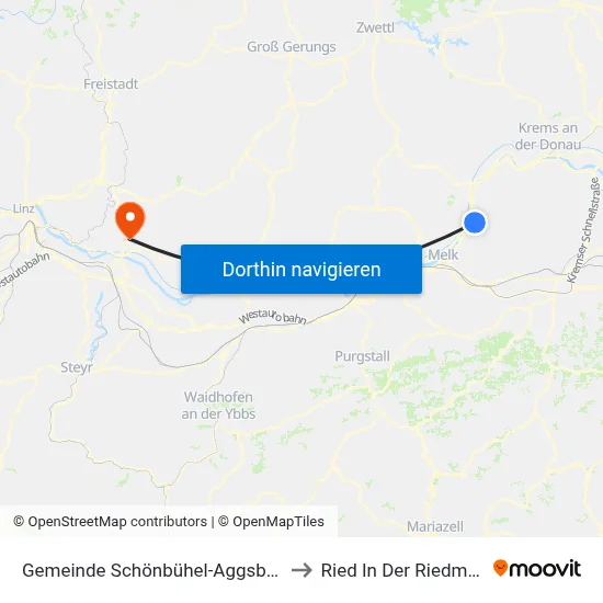 Gemeinde Schönbühel-Aggsbach to Ried In Der Riedmark map