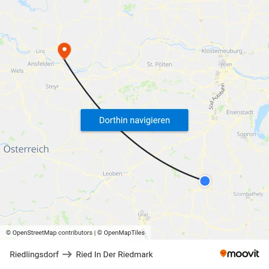 Riedlingsdorf to Ried In Der Riedmark map