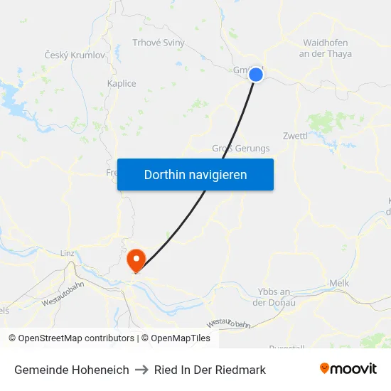 Gemeinde Hoheneich to Ried In Der Riedmark map