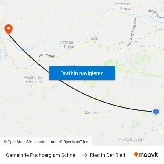 Gemeinde Puchberg am Schneeberg to Ried In Der Riedmark map