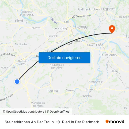Steinerkirchen An Der Traun to Ried In Der Riedmark map