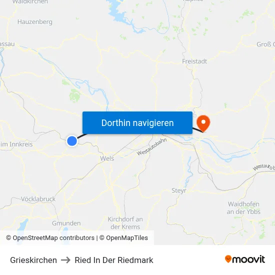 Grieskirchen to Ried In Der Riedmark map