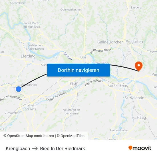 Krenglbach to Ried In Der Riedmark map