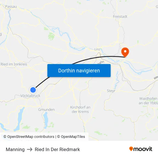 Manning to Ried In Der Riedmark map